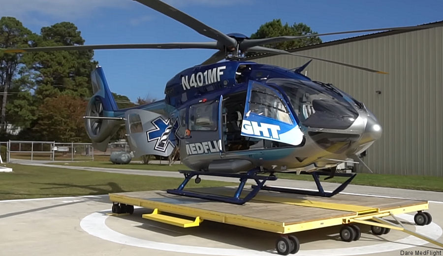 Helicopter Airbus H145 / EC145T2 Serial 20024 Register N401MF used by Dare MedFlight ,Metro Aviation ,Airbus Helicopters Inc (Airbus Helicopters USA). Built 2015. Aircraft history and location