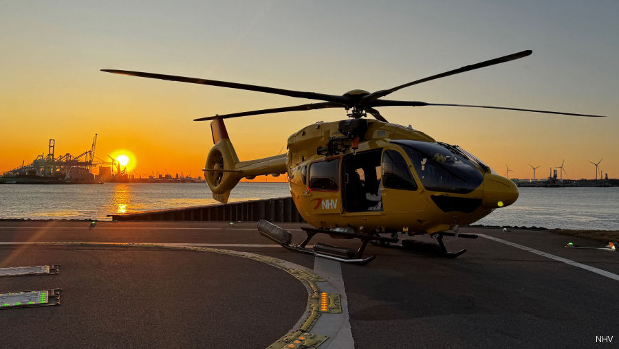 Helicopter Airbus H145D3  Serial 21369 Register OO-NSP D-HADP used by NHV (Noordzee Helikopters Vlaanderen) ,Airbus Helicopters Deutschland GmbH (Airbus Helicopters Germany). Built 2024. Aircraft history and location