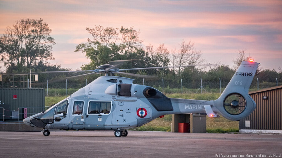 Helicopter Airbus H160 Serial 1016 Register 016 F-HTNS used by Aéronautique Navale (French Navy) ,Babcock France. Aircraft history and location