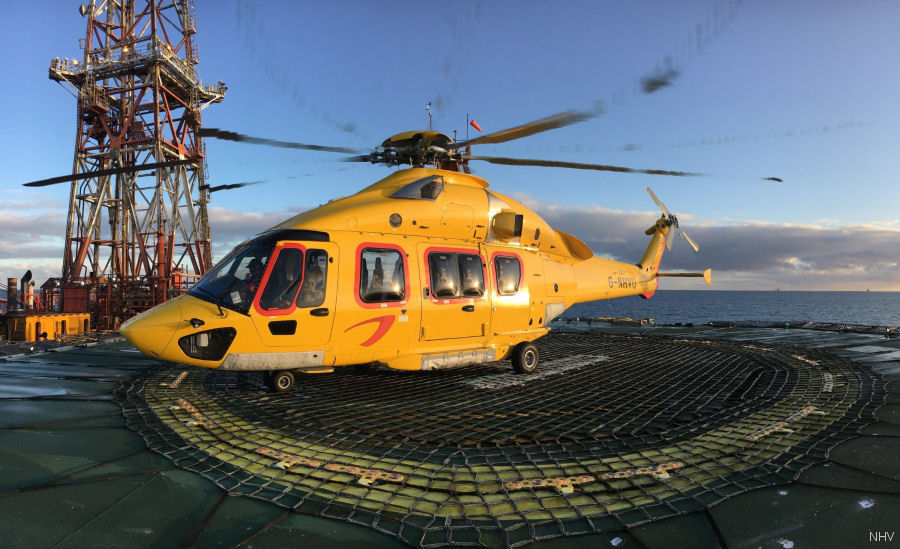 Helicopter Airbus H175 Serial 5004 Register G-NHVU PH-NHU used by NHV Helicopters Ltd NHV UK ,NHV (Noordzee Helikopters Vlaanderen). Built 2014. Aircraft history and location