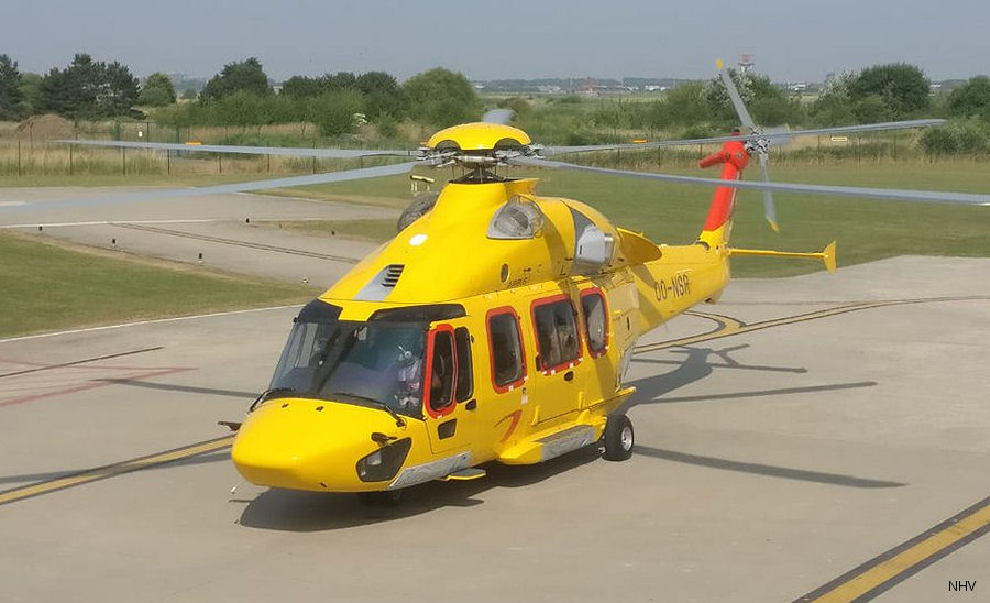 Helicopter Airbus Helicopters H175 Serial 5033 Register G-NHVR OO-NSR used by NHV Helicopters Ltd NHV UK ,NHV NHV Aberdeen. Built 2018. Aircraft history and location