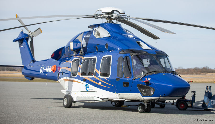 Helicopter Airbus H175 Serial 5046 Register VH-SLA OY-HHU G-MCSM used by Offshore Services Australasia OHS ,KN Helicopters ,Offshore Helicopter Services OHS ,Babcock Denmark ,Babcock International Babcock. Built 2019. Aircraft history and location