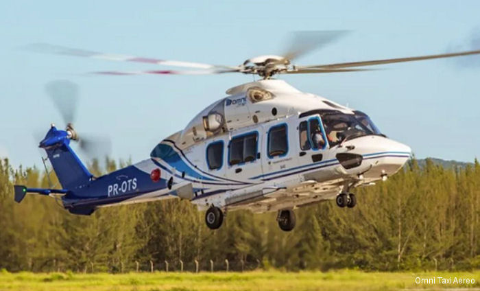 Helicopter Airbus H175 Serial 5051 Register PR-OTS used by Omni Taxi Aereo OTA. Aircraft history and location