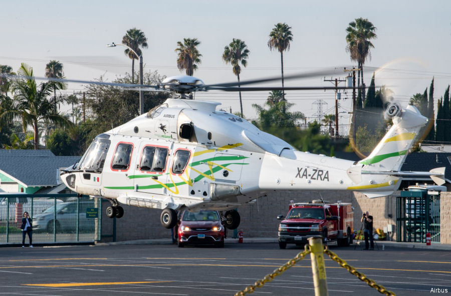 Helicopter Airbus H175 Serial 5032 Register XA-ZRA used by Transportes Aereos Pegaso. Aircraft history and location