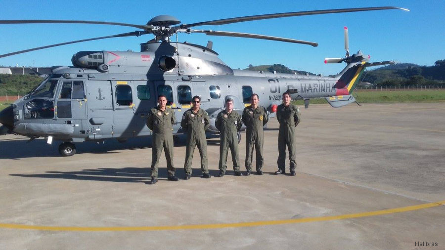 Helicopter Eurocopter EC725 Caracal Serial  Register N-7201 used by Força Aeronaval da Marinha do Brasil (Brazilian Navy). Built 2017. Aircraft history and location
