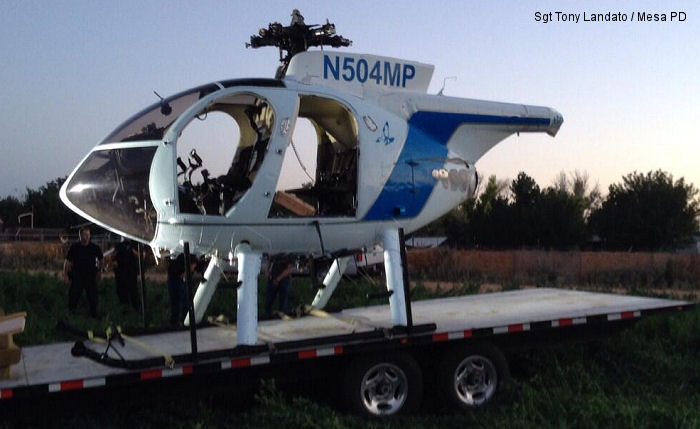 Helicopter McDonnell Douglas MD369E / MD500E Serial 0523E Register N377LW N504MP used by MESAPD (Mesa Police Department). Aircraft history and location