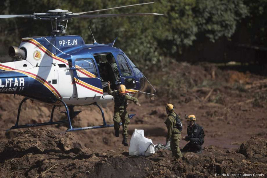 Helicopter Eurocopter HB350B2 Esquilo Serial 3098 Register PP-EJN used by Policia Militar do Brasil (Brazilian Military Police) ,Helibras. Aircraft history and location