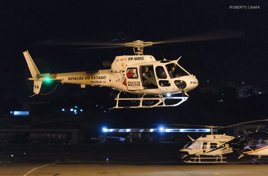 Helicopter Eurocopter HB350B3 Esquilo Serial 7209 Register PP-MMG used by Policia Militar do Brasil (Brazilian Military Police) ,Helibras. Aircraft history and location