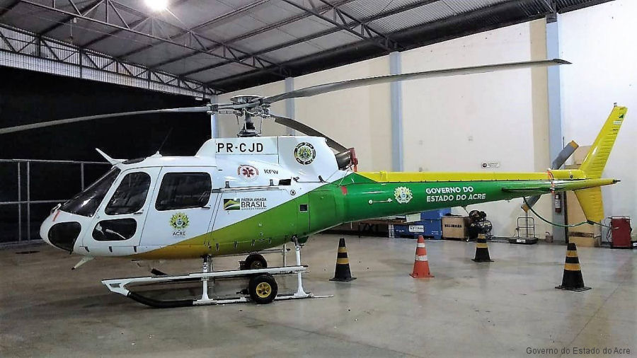 Helicopter Eurocopter HB350B2 Esquilo Serial 4727 Register PR-CJD used by Polícia Civil (Brazilian Civil Police) ,Helibras. Aircraft history and location
