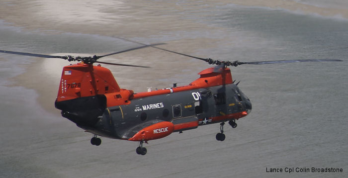 Helicopter Boeing-Vertol CH-46F Serial 2577 Register 157678 used by US Marine Corps USMC. Built 1969. Aircraft history and location