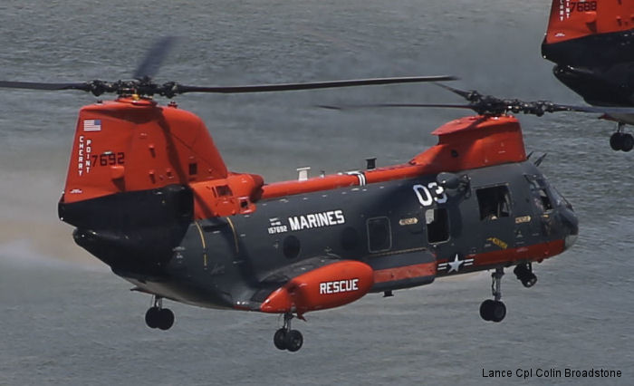 Helicopter Boeing-Vertol CH-46F Serial 2591 Register 157692 used by US Marine Corps. Built 1970. Aircraft history