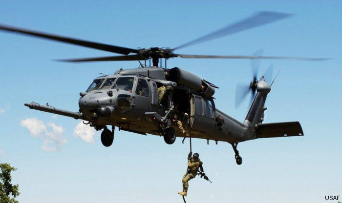Helicopter Sikorsky HH-60G Pave Hawk Serial 70-1207 Register 87-26007 used by US Air Force USAF. Aircraft history and location