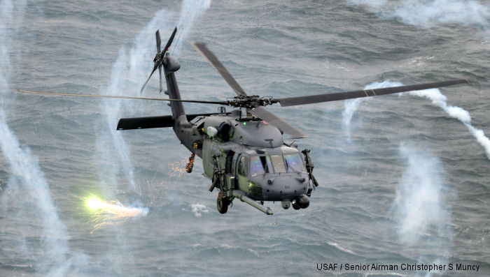 Helicopter Sikorsky HH-60G Pave Hawk Serial 70-1308 Register 88-26111 used by US Air Force USAF. Aircraft history and location
