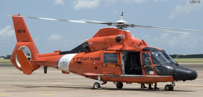 Helicopter Aerospatiale HH-65 Dolphin Serial 6270 Register 6574 used by US Coast Guard USCG. Aircraft history and location