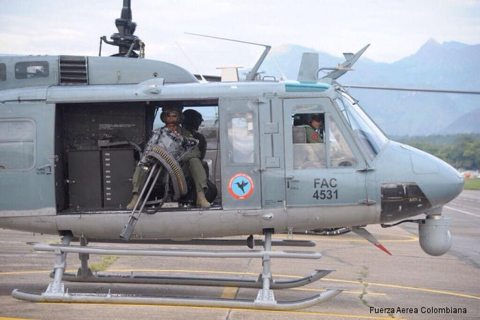 Helicopter Bell UH-1H Iroquois Serial  Register FAC4531 used by Fuerza Aerea Colombiana FAC (Colombian Air Force). Aircraft history and location