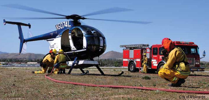 Helicopter Hughes 369D / 500D Serial 81-1051D Register N5074L YV-532CP used by Riverside Police Department. Aircraft history and location