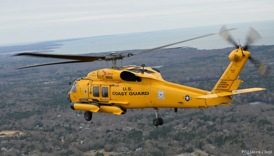 Helicopter Sikorsky HH-60J Jayhawk Serial 70-2283 Register 6042 used by US Coast Guard USCG Converted to MH-60T Jayhawk. Aircraft history and location