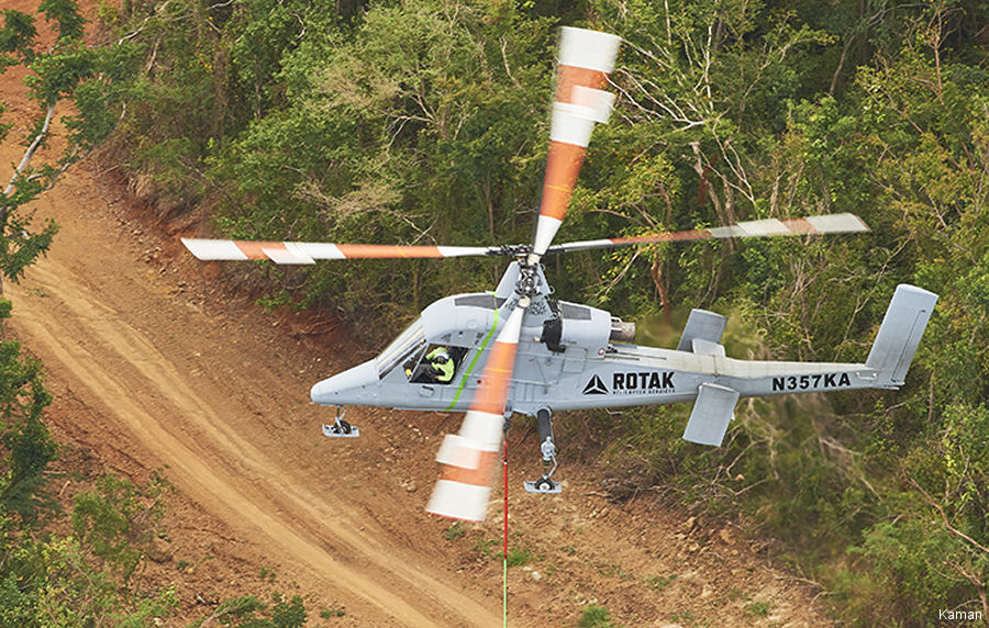 Helicopter Kaman K-MAX Serial A94-0028 Register N357KA 169221 N482PH used by ROTAK ,US Marine Corps USMC ,Policia Nacional del Peru PNP (Peruvian National Police) ,Kaman. Built 2000. Aircraft history and location