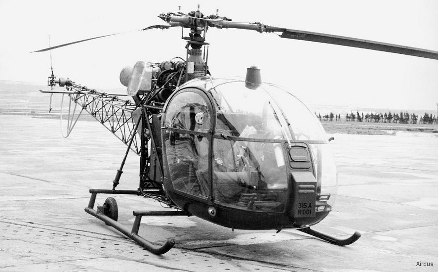 Helicopter Aerospatiale SA315B Lama Serial 01 Register F-BPXS F-WPXS used by Heli-Union. Aircraft history