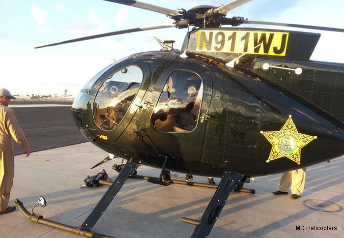 Helicopter MD Helicopters MD500E Serial 0620E Register N411WJ N911WJ N6100A used by Polk County Sheriff Office ,MD Helicopters MDHI. Built 2014. Aircraft history and location