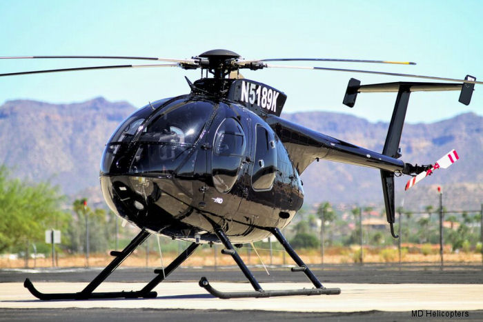 Helicopter Hughes 369E / 500E Serial 0095E Register N5189K used by State of Georgia. Built 1984. Aircraft history and location