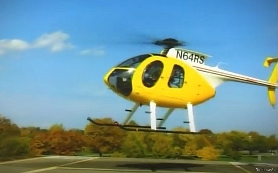 Detailed history and photos of helicopter McDonnell Douglas MD369E / MD500E Serial 0320E Register N64RS VH-ONB VH-ONE VH-HXF N1605E used by Rainbow Air Track service timeline and current status.