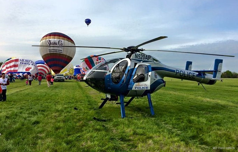 Detailed history and photos of helicopter McDonnell Douglas MD520N Serial LN095 Register N520AP N200KG N7051F used by LMPD (Louisville Metro Police Department) ,MD Helicopters MDHI Track service timeline and current status.