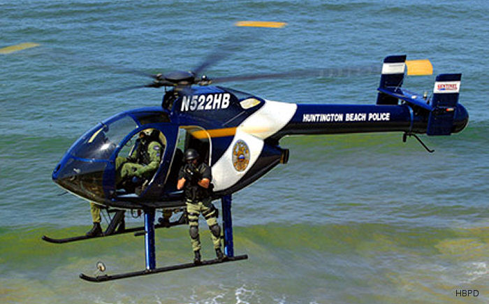 Helicopter McDonnell Douglas MD520N Serial LN096 Register VH-NZY N522HB N7015Z used by HBPD (Huntington Beach Police Department) ,MD Helicopters MDHI. Built 2001. Aircraft history and location