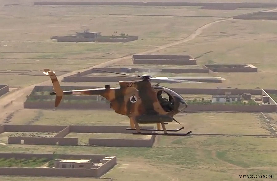 Helicopter MD Helicopters MD530G Serial 0221FF Register 221 used by Afghan Air Force. Aircraft history and location
