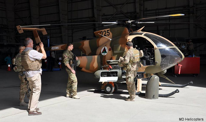 Helicopter MD Helicopters MD530F Serial 0225FF Register 225 used by Afghan Air Force. Aircraft history and location