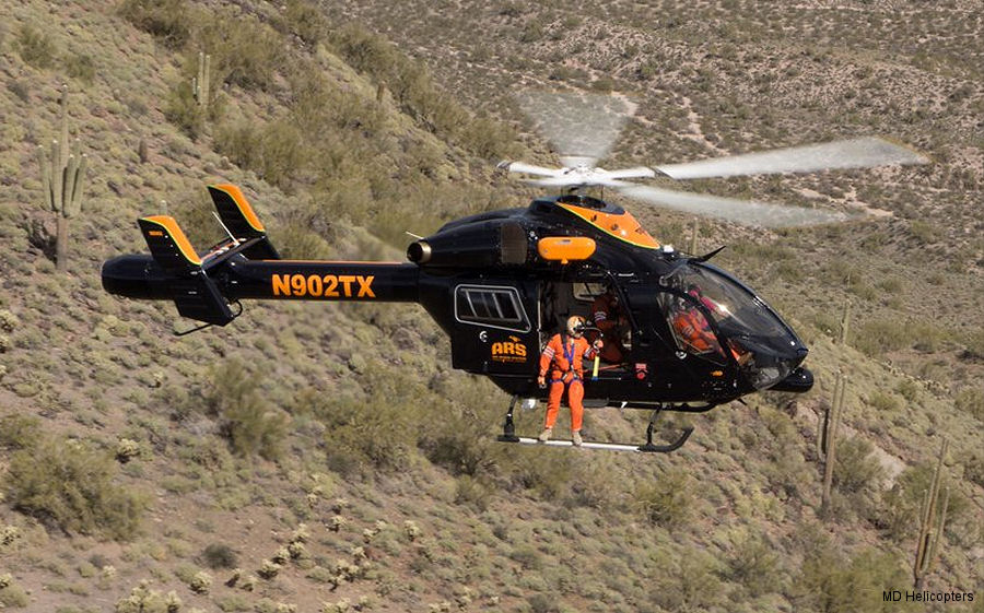 Helicopter McDonnell Douglas MD902 Explorer Serial 900/00092 Register N902TX N902AM used by Air Rescue Systems Corp ARS ,CALSTAR ,Air Methods. Built 2001. Aircraft history and location