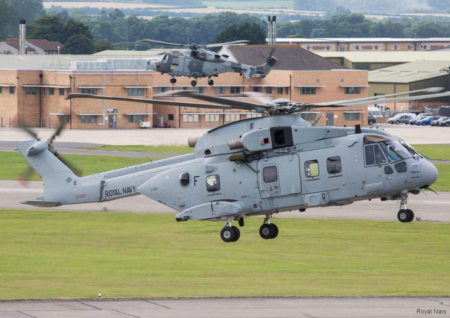 Helicopter AgustaWestland Merlin HC.3 Serial 50113 Register ZJ122 used by Fleet Air Arm RN (Royal Navy) ,Royal Air Force RAF. Built 2000. Aircraft history and location