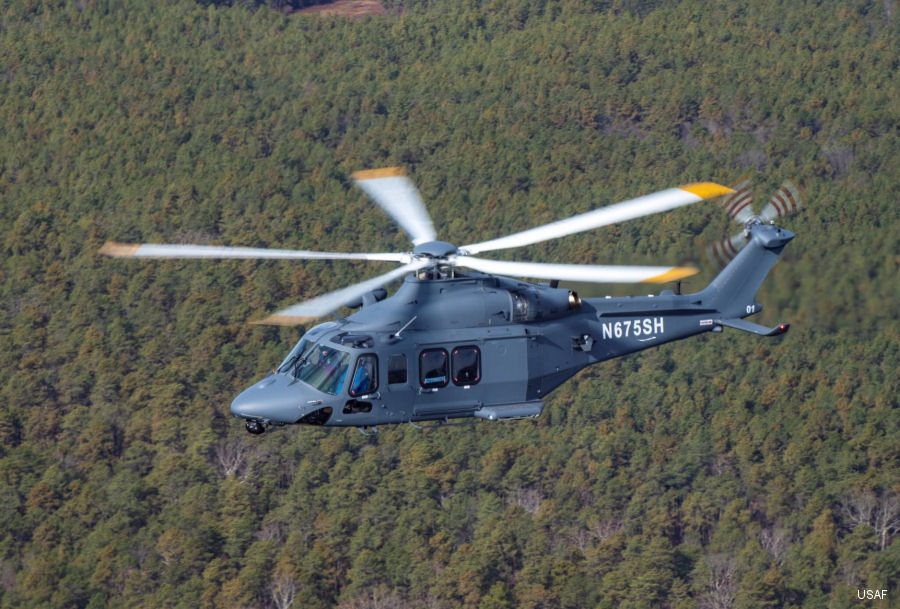 Helicopter Boeing MH-139A Grey Wolf Serial 41801 Register 18-1001 N675SH used by US Air Force USAF ,AgustaWestland Philadelphia (AgustaWestland USA). Built 2019. Aircraft history and location