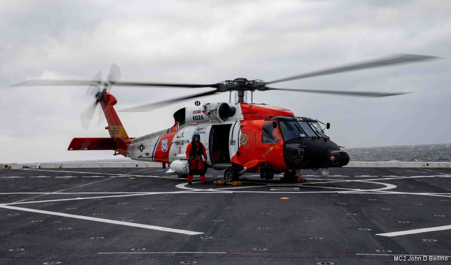 Helicopter Sikorsky HH-60J Jayhawk Serial 70-1706 Register 6024 used by US Coast Guard USCG. Aircraft history and location