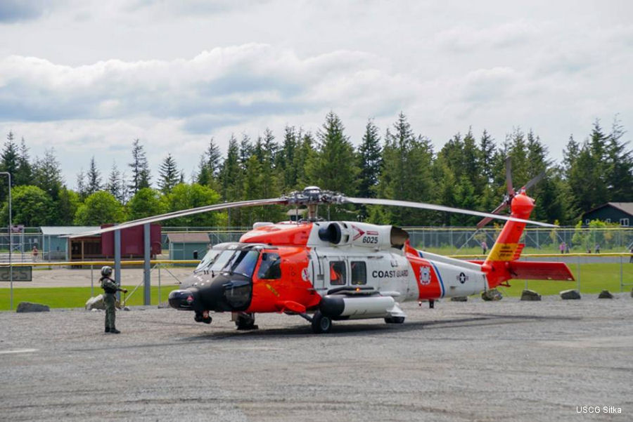 Helicopter Sikorsky HH-60J Jayhawk Serial 70-1784 Register 6025 used by US Coast Guard USCG Converted to MH-60T Jayhawk. Aircraft history and location