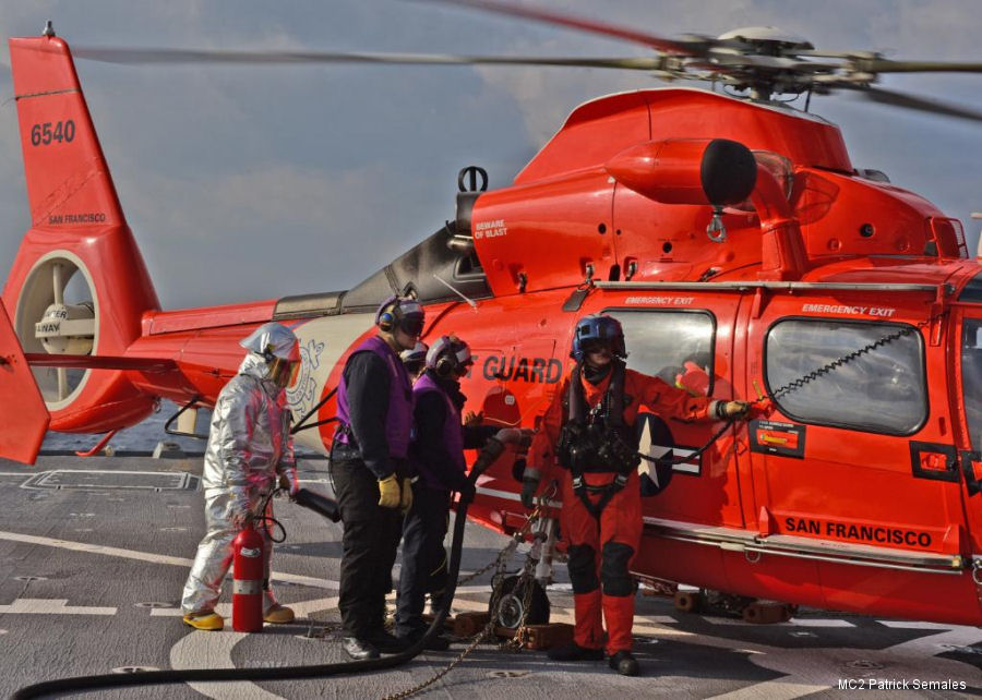 Helicopter Aerospatiale HH-65 Dolphin Serial 6189 Register 6540 used by US Coast Guard USCG. Aircraft history and location