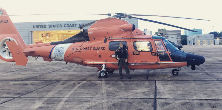 Helicopter Aerospatiale HH-65 Dolphin Serial 6195 Register 6542 used by US Coast Guard USCG. Aircraft history and location