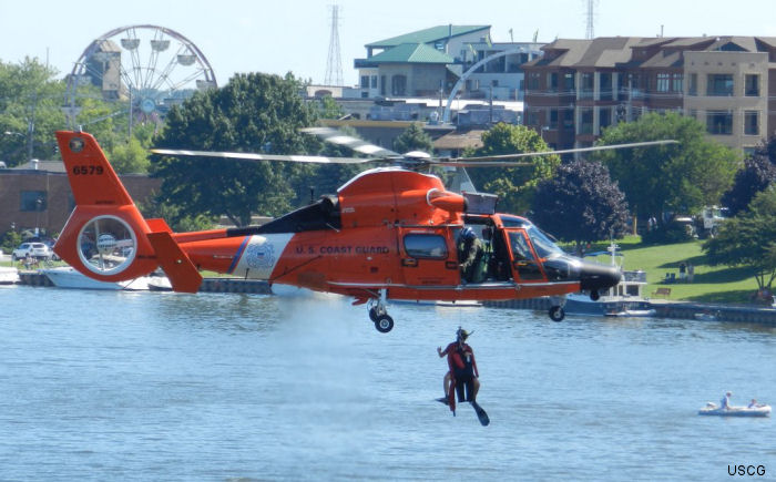 Detailed history and photos of helicopter Aerospatiale HH-65 Dolphin Serial 6276 Register 6579 used by US Coast Guard USCG Track service timeline and current status.