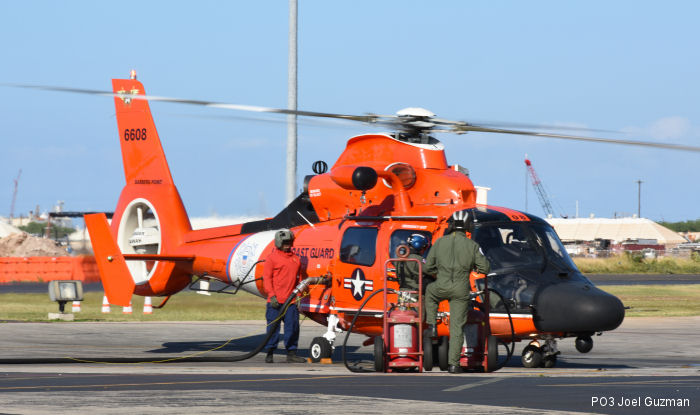 Helicopter Eurocopter AS365N3 Dauphin 2 Serial 6814 Register 6608 used by US Coast Guard USCG Converted to HH-65 Dolphin. Aircraft history and location