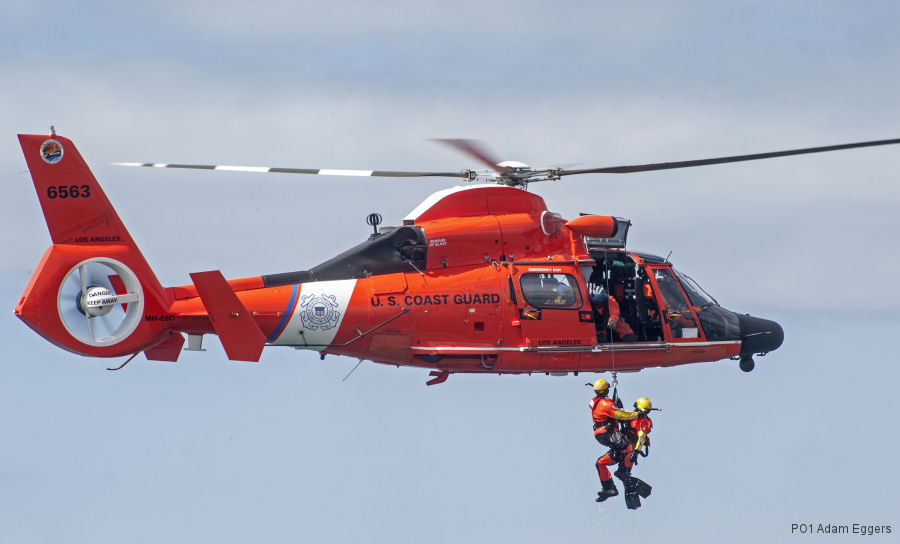 Detailed history and photos of helicopter Aerospatiale HH-65 Dolphin Serial 6249 Register 6563 used by US Coast Guard USCG Track service timeline and current status.