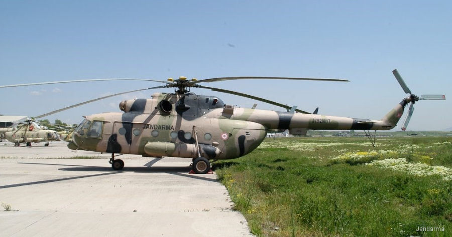 Helicopter Mil Mi-17-1V Serial 792M17 Register J792M17 used by Türk Jandarma Teskilati Jandarma (Turkish Gendarmerie). Aircraft history and location