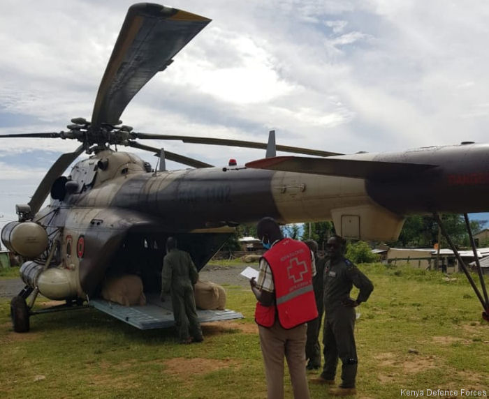 Helicopter Mil Mi-171E Serial 171E00404094309 Register 1102 used by Kenya Air Force KAF. Aircraft history and location