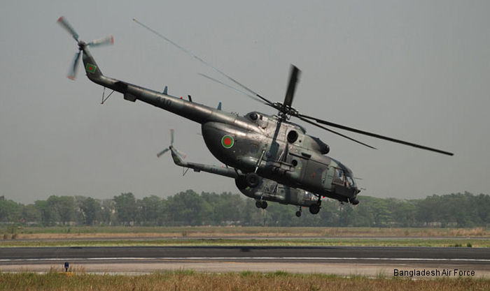 Detailed history and photos of helicopter Mil Mi-8 Hip (1st Gen) Serial Register 410 used by Bangladesh Biman Bahini BAF (Bangladesh Air Force) Track service timeline and current status.