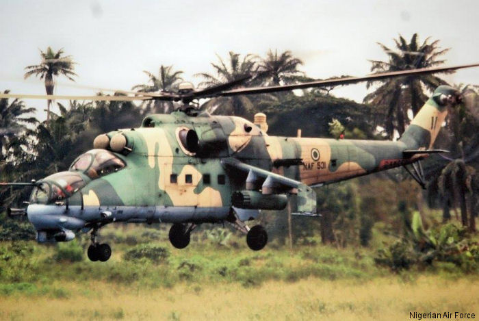 Helicopter Mil Mi-35P Hind Serial  Register NAF-531 used by Nigerian Air Force. Aircraft history and location