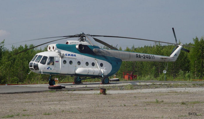 Helicopter Mil Mi-8T Hip-C Serial 8238 Register RA-24611 CCCP-24611 used by SKOL Airlines ,Аэрофлот (Aeroflot). Aircraft history and location