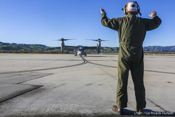 Helicopter Bell MV-22B Osprey Serial D0037 Register 165851 used by US Marine Corps USMC. Aircraft history and location