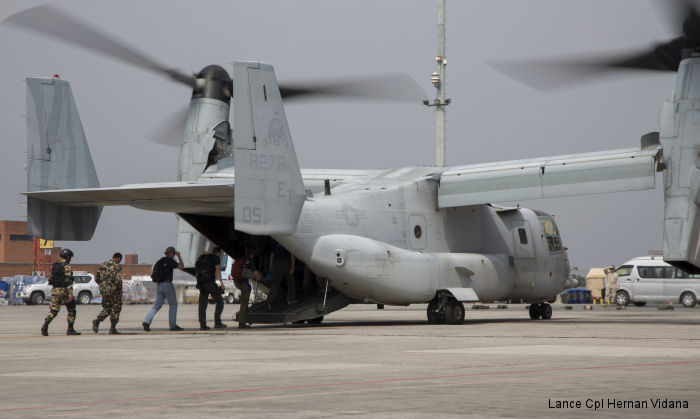 Detailed history and photos of helicopter Bell MV-22B Osprey Serial D0195 Register 168278 used by US Marine Corps USMC Track service timeline and current status.