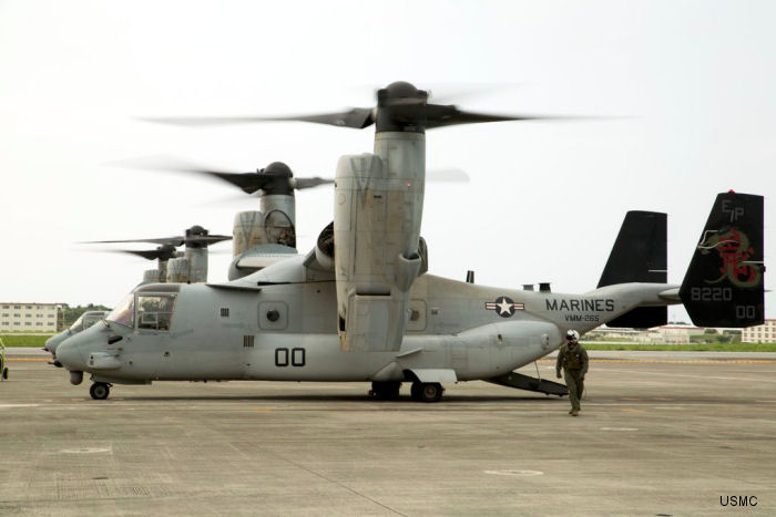 Helicopter Bell MV-22B Osprey Serial D0170 Register 168220 used by US Marine Corps USMC. Aircraft history and location