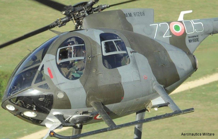 Helicopter Breda Nardi NH500E Serial 206 Register MM81268 used by Aeronautica Militare Italiana AMI (Italian Air Force). Aircraft history and location