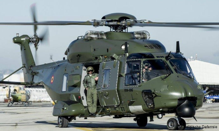 Helicopter NH Industries NH90 TTH Serial 1296 Register RN06 used by Force Aérienne Belge (Belgian Air Force). Aircraft history and location